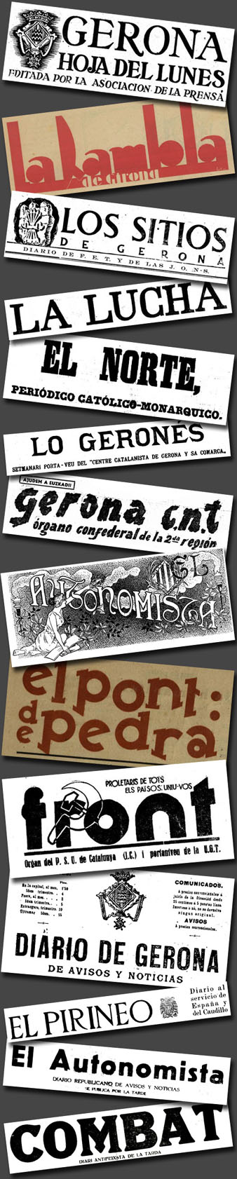 Capçaleres de periòdics publicats a Girona a la primera meitat del segle XX