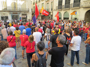 Diada Nacional 2021. Concentraci&oacute; a la pla&ccedil;a del Vi, lectura del manifest i cant de Els Segadors