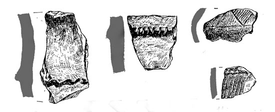 Fragments ceràmics localitzats al jaciment de Montilivi