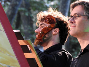 Festival Notes al parc 2021. Sara Par&eacute;s, Oleguer Aymam&iacute; i Dani Espasa