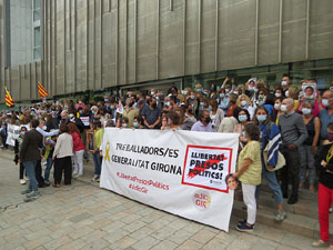 Concentraci&oacute; de protesta per la detenci&oacute; de Carles Puigdemont a l'Alguer