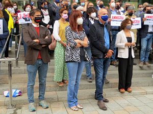 Concentraci&oacute; de protesta per la detenci&oacute; de Carles Puigdemont a l'Alguer