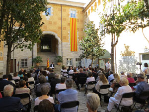 Diada Nacional 2022. Acte institucional al Pati de les Magn&ograve;lies, amb parlaments de Quim Ayats, Miquel Noguer i Laia Ca&ntilde;igueral