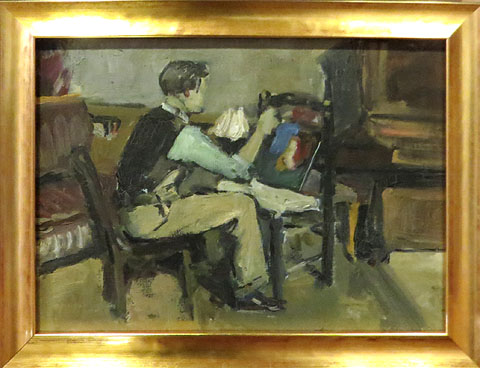 Josep Maria Subirachs pintant. Merc&egrave; Vallverd&uacute; Borr&agrave;s. Ca. 1947