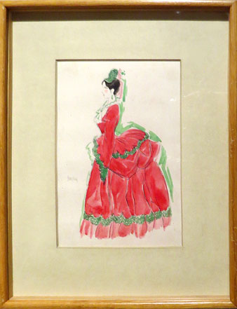Rafael Barradas. 'Figur&iacute;n de &eacute;poca para Catalina B&aacute;rcena, Dama II', 1920. Tinta sobre paper