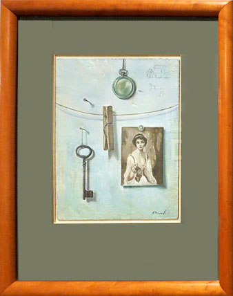 &Agrave;ngels Planells. 'Objectes a la paret', s/d. Oli sobre fusta