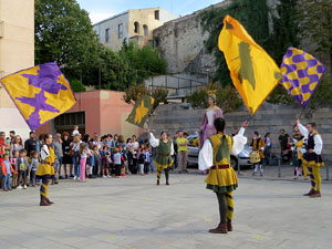Fires de Sant Narc&iacute;s 2022. Toc de rams. Cerim&ograve;nia del canvi de rams de les gegantes