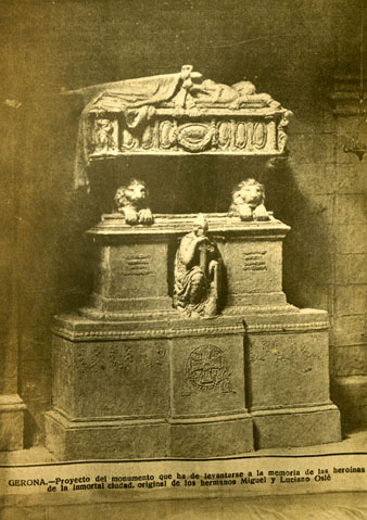 Proyecto del monumento que ha de levantarse a la memoria de las hero&iacute;nas de la inmortal ciudad, original de los hermanos Miguel y Luciano Osl&eacute;. 1916
