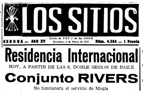 Anunci publicat al diari 'Los Sitios de Gerona' el 6/1/1957