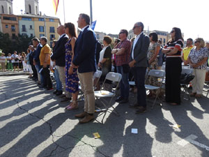 Diada Nacional 2023. Acte institucional a la pla&ccedil;a Catalunya, amb parlaments de Lluc Salellas, Miquel Noguer i Laia Ca&ntilde;igueral