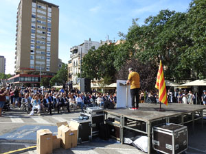 Diada Nacional 2023. Acte institucional a la pla&ccedil;a Catalunya, amb parlaments de Lluc Salellas, Miquel Noguer i Laia Ca&ntilde;igueral