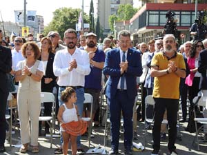 Diada Nacional 2023. Acte institucional a la pla&ccedil;a Catalunya, amb parlaments de Lluc Salellas, Miquel Noguer i Laia Ca&ntilde;igueral