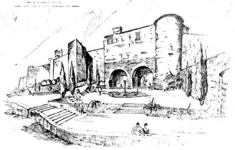 Projecte del Passeig Arqueol&ograve;gic. Vista de la muralla des de la Torre J&uacute;lia fins el baluard de Sant Crist&ograve;fol