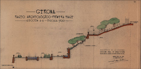 Pl&agrave;nol de suport per a l'elaboraci&oacute; del projecte Passeig Arqueol&ograve;gic 2a Fase. Arquitecte Pons Sorolla. 1960
