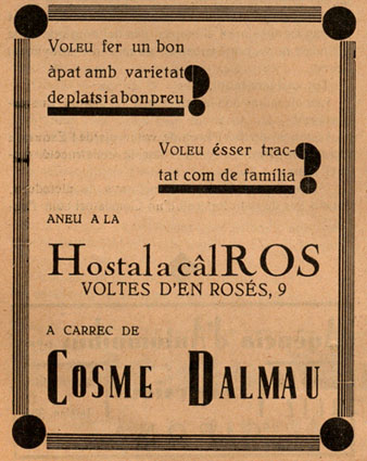 Anunci publicat a 'Clar i Net'. 25/03/1933
