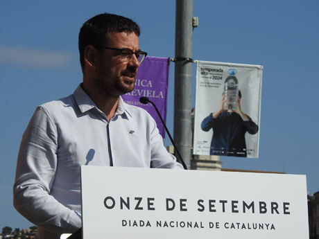 Diada Nacional 2024. Acte institucional a la pla&ccedil;a Catalunya, amb parlaments de Lluc Salellas, Miquel Noguer i S&iacute;lvia Paneque