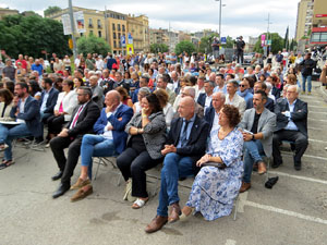 Diada Nacional 2025. Acte institucional a la plaça Catalunya, amb parlaments de Lluc Salellas, Miquel Noguer i Sílvia Paneque