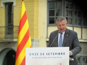 Diada Nacional 2025. Acte institucional a la plaça Catalunya, amb parlaments de Lluc Salellas, Miquel Noguer i Sílvia Paneque