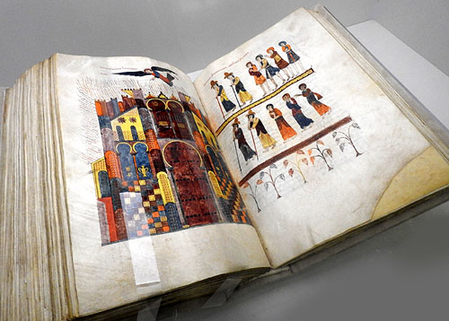 Beatus de Lièbana, Comentaris a l'Apocalipsi (Beatus de Girona). Senior (copista), Emeterius i En (il·luminadors). Tábara (Zamora). Pergamí manuscrit i il·luminat