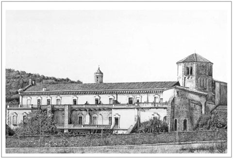 El monestir de Sant Daniel. Dibuix de Pere Matas