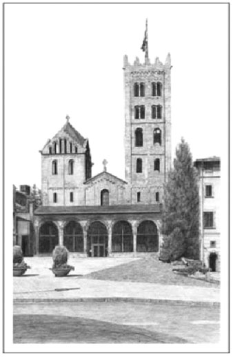 Ripoll (El Ripollès). Dibuix de Pere Matas