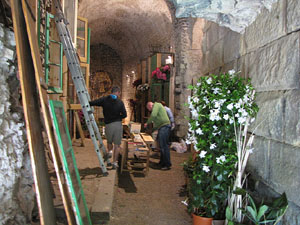 Girona Temps de Flors 2014. Preparació dels muntatges florals