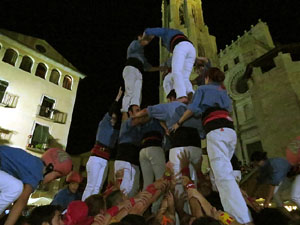 Fires de Girona 2014. Castells de vigilia a càrrec de Marrecs de Salt i Castellers de Badalona