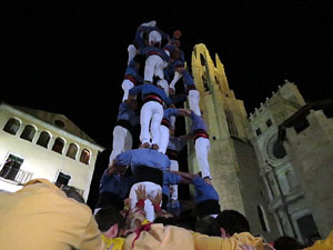 Fires de Girona 2014. Castells de vigilia a càrrec de Marrecs de Salt i Castellers de Badalona