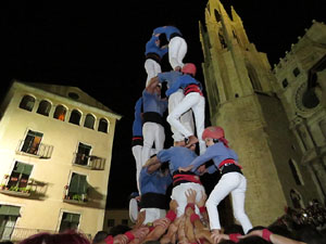Fires de Girona 2014. Castells de vigilia a càrrec de Marrecs de Salt i Castellers de Badalona