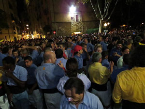 Fires de Girona 2014. Castells de vigilia a càrrec de Marrecs de Salt i Castellers de Badalona
