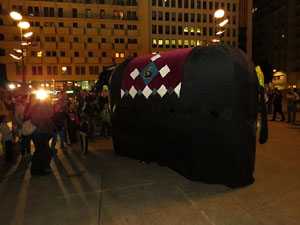 Fires de Girona 2014. Presentaci&oacute; de la Mula Baba amb la Girona Marxing Band