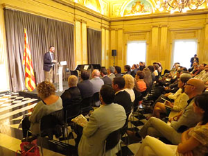 Diada Nacional 2015. Acte institucional al Saló de descans del Teatre Municipal de Girona