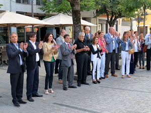 Diada Nacional 2015. Ofrena floral a Carles Rahola a la Rambla de la Llibertat