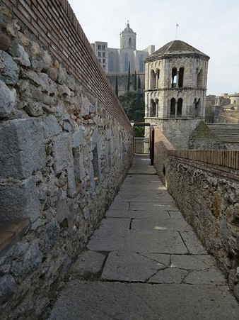 La Catedral i Sant Pere de Galligants des del cam&iacute; de ronda de la muralla de Santa Ll&uacute;cia