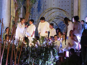 Temps de Flors 2016. Espectacle Lymbus, a c&agrave;rrec de Comediants, a les escales de Sant Feliu