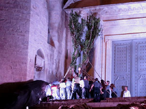 Temps de Flors 2016. Espectacle Lymbus, a c&agrave;rrec de Comediants, a les escales de Sant Feliu