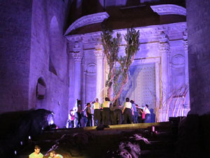 Temps de Flors 2016. Espectacle Lymbus, a c&agrave;rrec de Comediants, a les escales de Sant Feliu