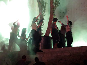 Temps de Flors 2016. Espectacle Lymbus, a c&agrave;rrec de Comediants, a les escales de Sant Feliu