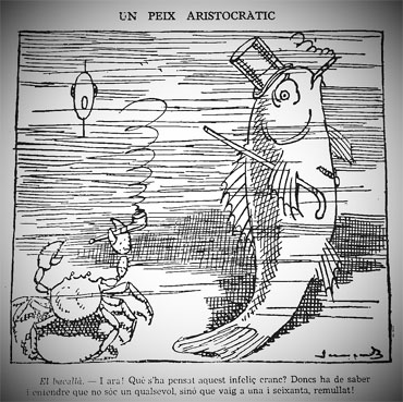 vinyeta del bacallà. Dibuix de Joan G. Junceda, 1954