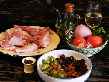 Ingredients del conill amb olives