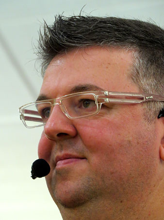 Pep Nogué, presentador del concurs d'arrossos