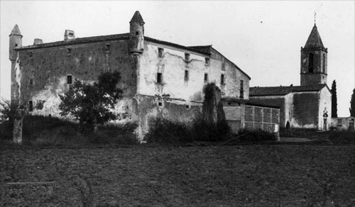 La Torre Llupiana amb l'església, entre 1890 i 1918