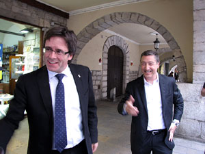 Homenatge als germans Roca del Celler de Can Roca. Arribada a la pla&ccedil;a del Vi