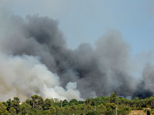 Incendi forestal darrere Les Pedreres