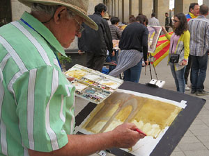 Trobada d'aquarel&middot;listes a la pla&ccedil;a Independ&egrave;ncia
