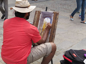 Trobada d'aquarel&middot;listes a la pla&ccedil;a Independ&egrave;ncia