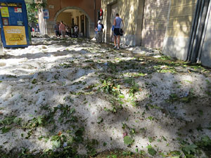 Tromba d'aigua i calamarsa a la ciutat de Girona el 30 de juny 2017. El dia despr&eacute;s