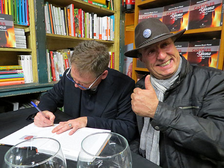 Llibreria Geli. Presentaci&oacute; de Cassoles de Girona d'Abraham Simon, amb Assumpci&oacute; Cantalozella i Enric Viladot