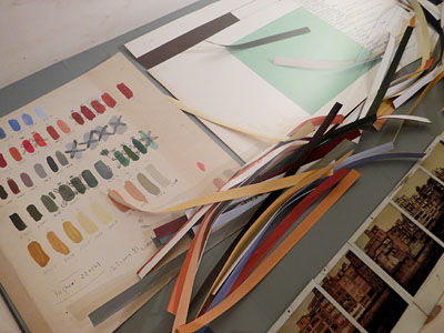 Proves de color i treballs preparatoris pel projecte Cases del riu