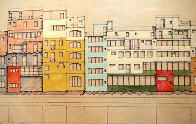 Projecte complet Cases del riu. 1983. Aquarel·la sobre paper. Fragment